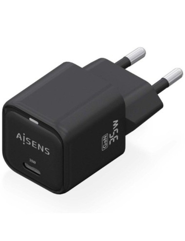 Cargador de Pared GaN Aisens ASCH-35W1P023-BK/ 1xUSB Tipo-C/ 35W