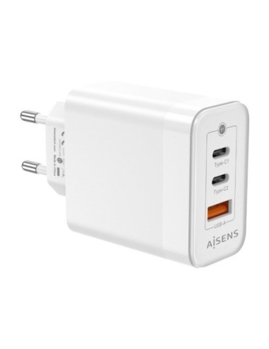 Cargador de Pared GaN Aisens ASCH-65W3P007-W/ 2xUSB Tipo-C/ 1x USB/ 65W