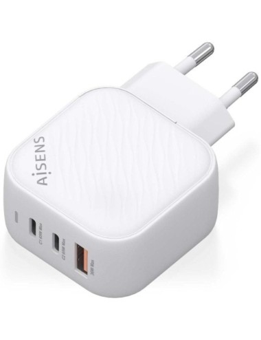 Cargador de Pared GaN Aisens ASCH-65W3P026-W/ 2xUSB Tipo-C/ 1xUSB/ 65W