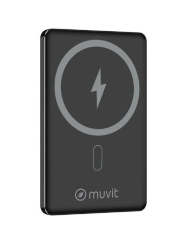 Powerbank 5000mAh Muvit For Change MCCHP0009/ 20W/ Wireless/ Negra/ Incluye Cable USB Tipo-C