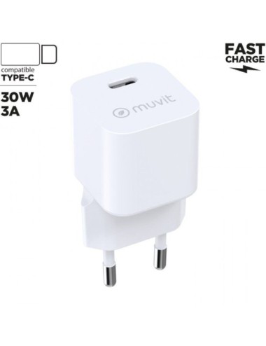 Cargador de Pared Muvit For Change MCACC0047/ 1xUSB Tipo-C/ 30W