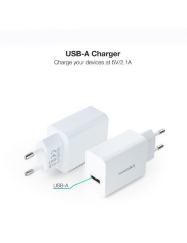 Cargador de Pared Nanocable 10.10.2003/ 1xUSB/ 10W/ Blanco