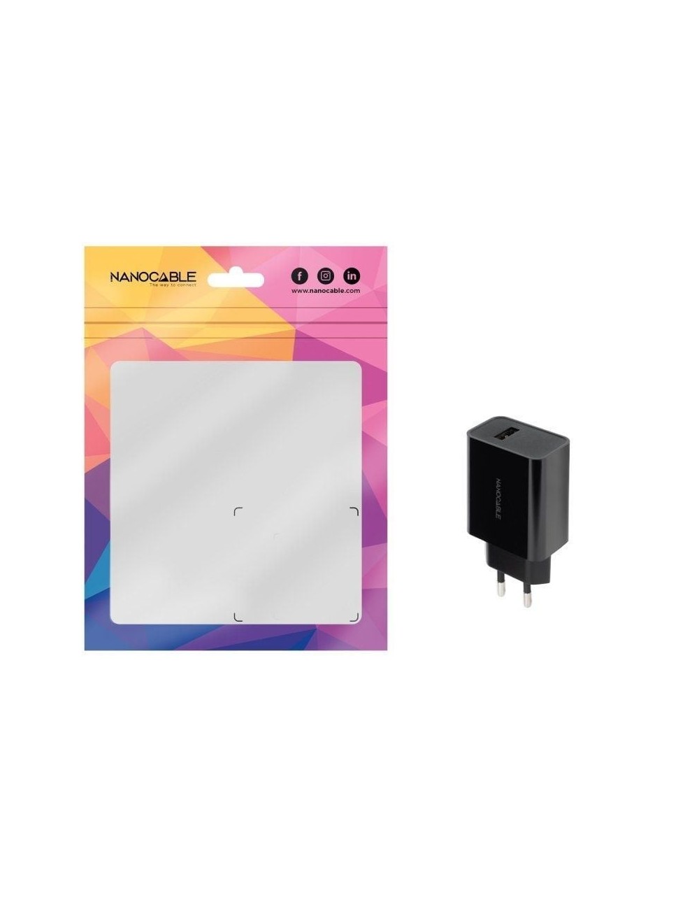 Cargador de Pared Nanocable 10.10.2004/ 1xUSB/ 10W/ Negro