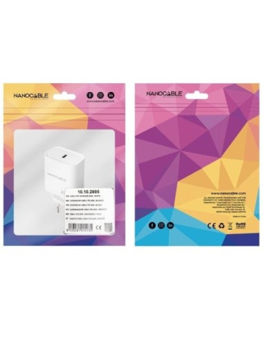 Cargador de Pared Nanocable 10.10.2005/ 1xUSB Tipo-C/ 20W/ Blanco