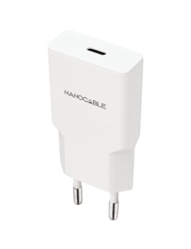 Cargador de Pared Nanocable 10.10.2021/ 1xUSB Tipo-C/ 20W/ Blanco