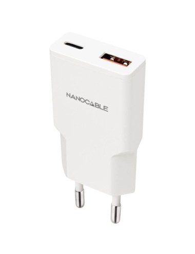 Cargador de Pared Nanocable 10.10.2028/ 1xUSB Tipo-C/ 1xUSB Macho/ 30W/ Blanco