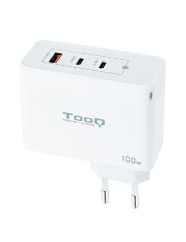 Cargador de Pared GaN TooQ TQWC-GANQC2PD100W/ 2xUSB Tipo-C/ 1xUSB/ 100W