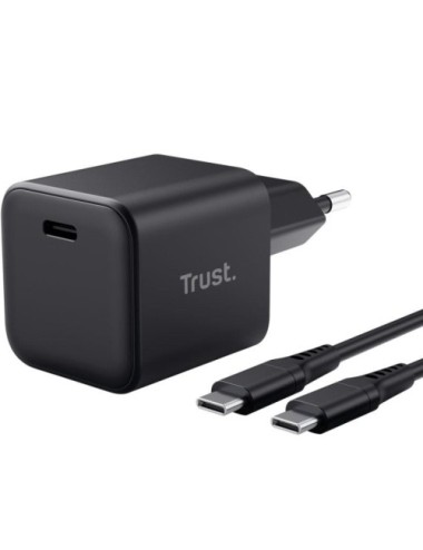 Cargador de Pared GaN Trust Maxo 65W Ultrareducido/ 1xUSB Tipo-C/ Incluye Cable USB Tipo-C/ 65W