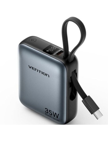 Powerbank 10000mAh Vention FHFH0/ 35W/ Gris/ Incluye Cable USB Tipo-C