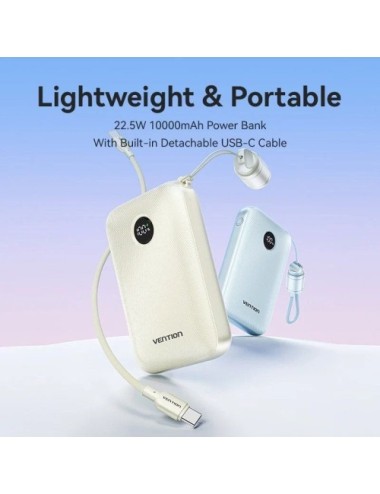Powerbank 10000mAh Vention FKAB0-C/ 22.5W/ Negra/ Incluye Cable USB Tipo-C