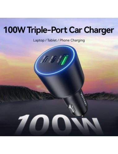 Cargador de Coche Vention FFQB0/ 2xUSB-Tipo C/ 1xUSB/ 100W