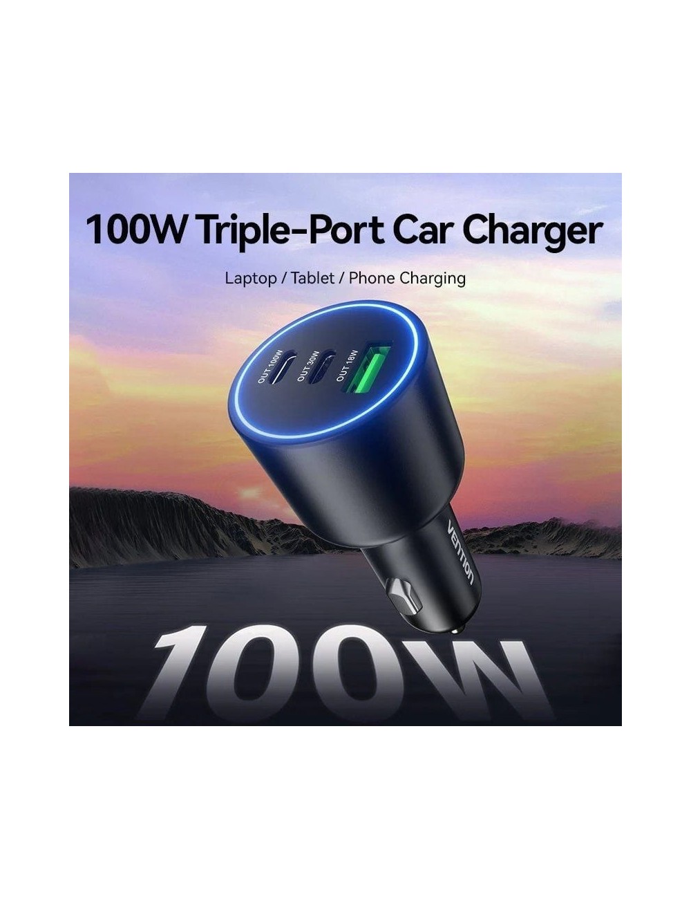 Cargador de Coche Vention FFQB0/ 2xUSB-Tipo C/ 1xUSB/ 100W