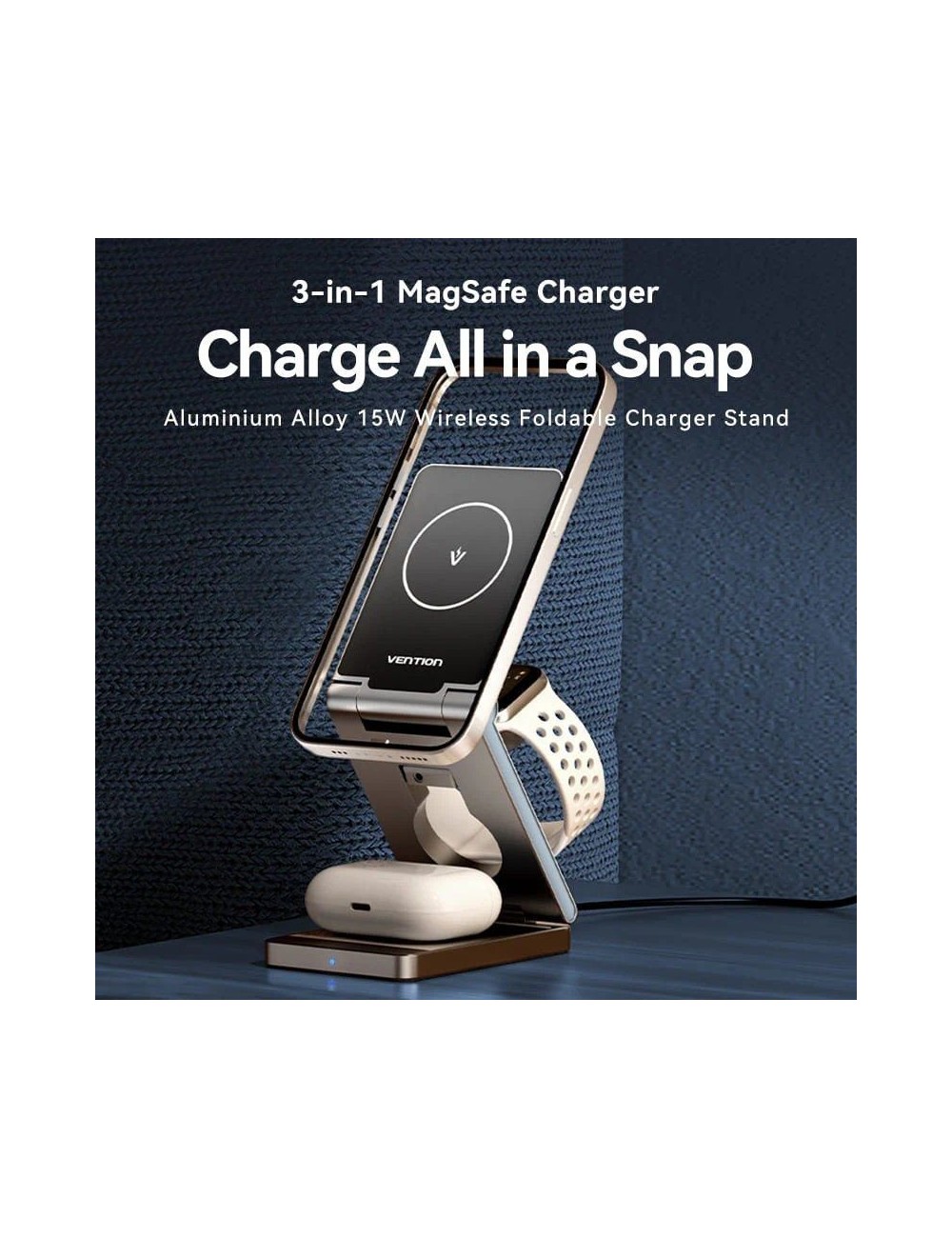 Base de carga Inalámbrica/ MagSafe Vention FGFH0/ 15W