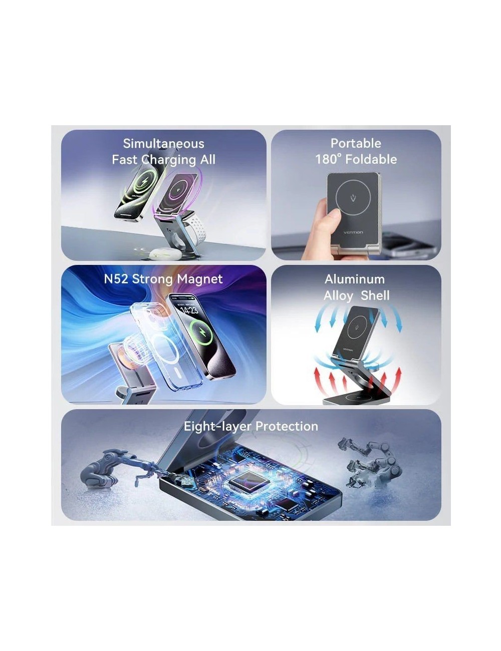 Base de carga Inalámbrica/ MagSafe Vention FGFH0/ 15W