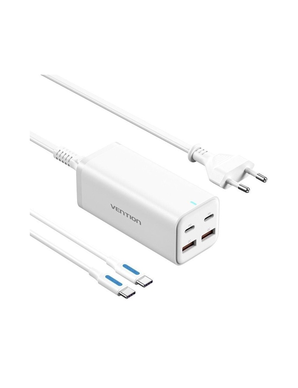 Cargador de Pared Vention FBSWG-EU/ 2xUSB Tipo-C + Cable USB Tipo-C/ 2xUSB/ 100W