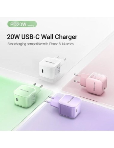 Cargador de Pared GaN Vention FEJG0-EU/ 1xUSB Tipo-C/ 20W