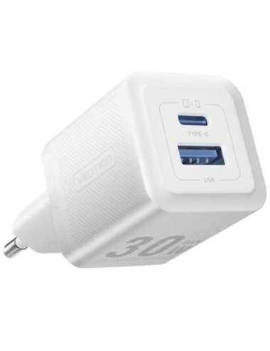 Cargador de Pared GaN Vention FEQW0-EU/ 1xUSB Tipo-C/ 1xUSB/ 30W