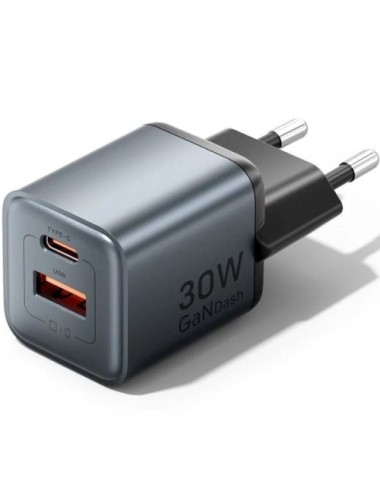 Cargador de Pared GaN Vention FEWH0-EU/ 1xUSB Tipo-C/ 1xUSB/ 30W