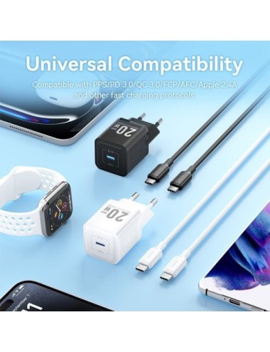 Cargador de Pared GaN Vention TZ-FEPW0-EU-01/ 1xUSB Tipo-C + Cable USB Tipo-C/ 20W