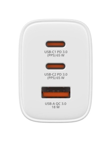 Cargador de Pared GaN Verbatim Essentials/ 2xUSB Tipo-C/ 1xUSB/ 65W