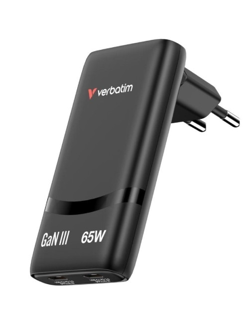 Cargador de Pared GaN Verbatim Fold 'n' Go/ 2xUSB Tipo-C/ 65W