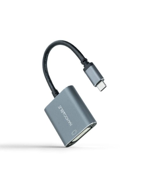 Cable Conversor Nanocable 10.16.4103-G/ USB Tipo-C Macho - DVI-D (24+1) Hembra/ 15cm/ Gris
