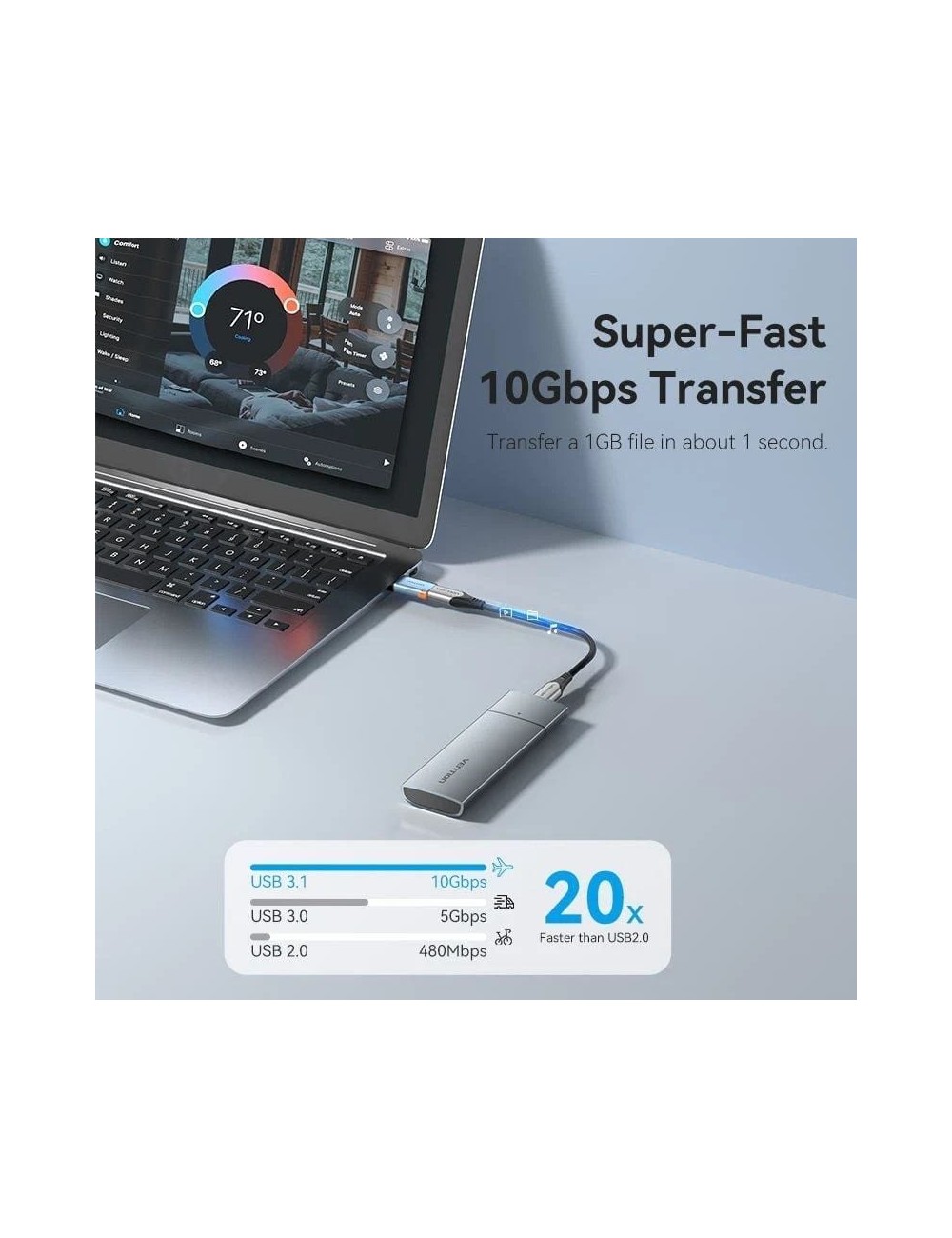 Adaptador USB 3.1 Vention CUAH0/ USB Tipo-C Hembra - USB Macho/ Azul