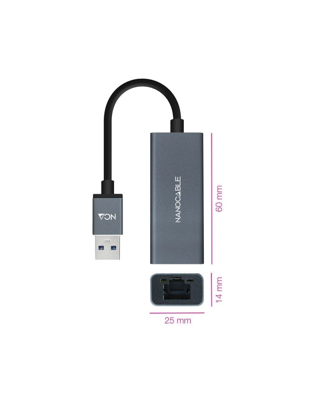 Adaptador USB 3.0 - RJ45 Nanocable 10.03.0405/ 1000Mbps