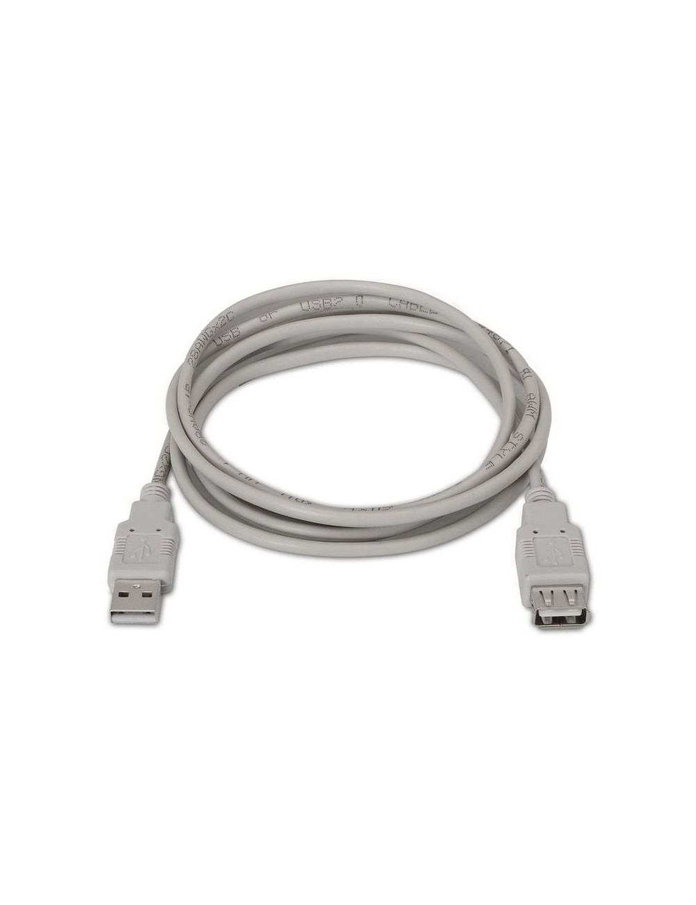 Cable Alargador USB 2.0 Aisens A101-0012/ USB Macho - USB Hembra/ Hasta 2.5W/ 60Mbps/ 1m/ Beige