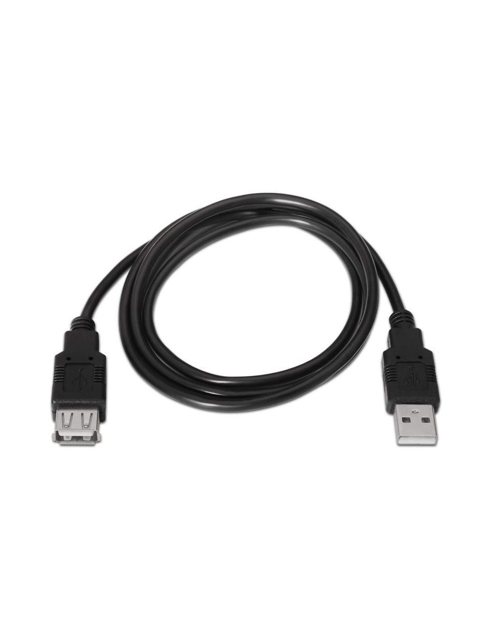 Cable Alargador USB 2.0 Aisens A101-0016/ USB Macho - USB Hembra/ Hasta 2.5W/ 60Mbps/ 1.8m/ Negro