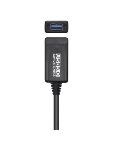 Cable Alargador USB 3.0 con Amplificador Aisens A105-0525/ USB Macho - USB Hembra/ Hasta 9W/ 625Mbps/ 5m/ Negro