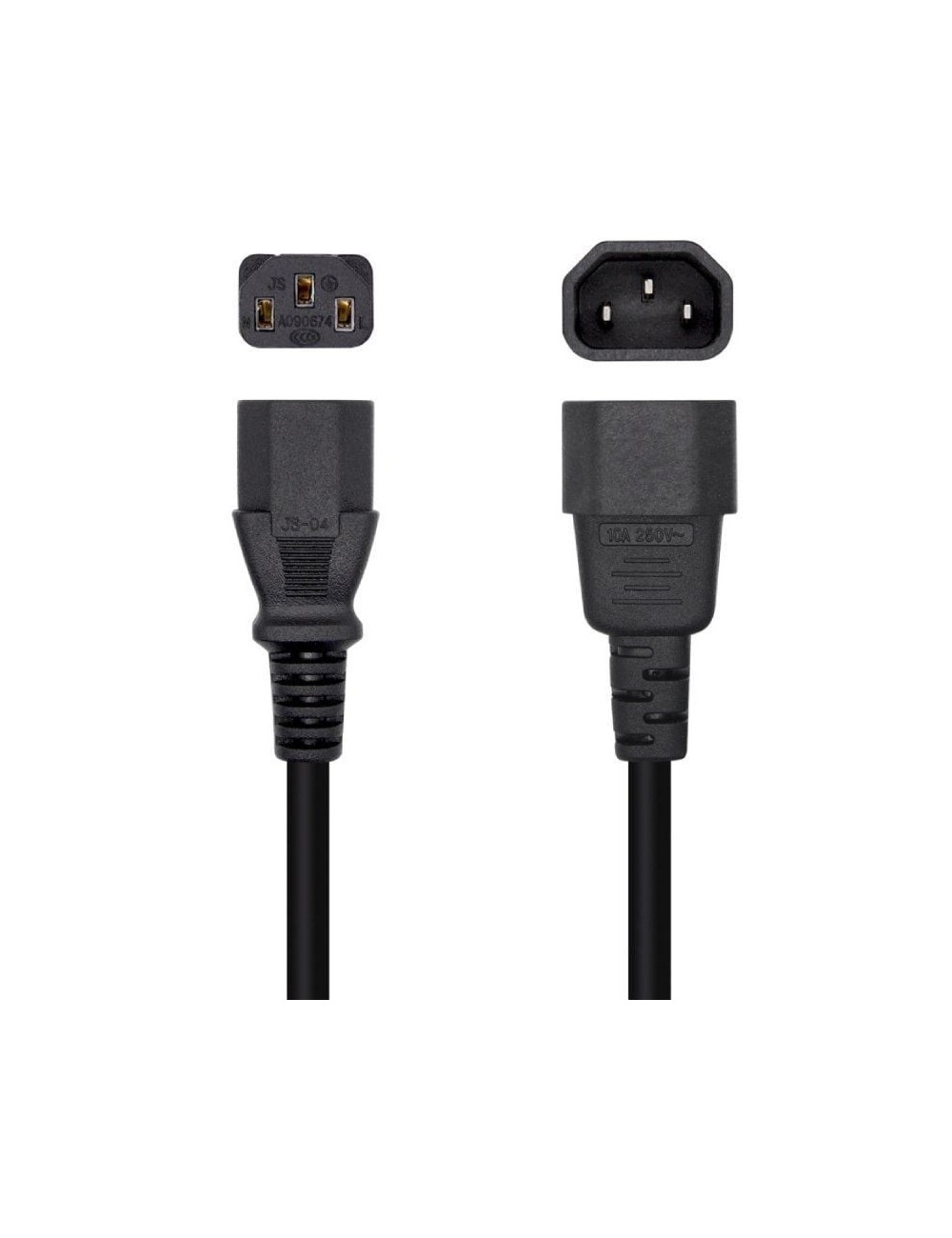 Cable Alimentación Aisens A132-0466/ C13 Hembra - C14 Macho/ Hasta 1500W/ 3m/ Negro