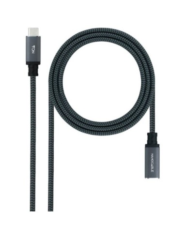 Cable Alargador USB Tipo-C 3.2 Nanocable 10.01.4501-L150-COMB/ USB Tipo-C Macho - USB Tipo-C Hembra/ 1.5m/ Negro
