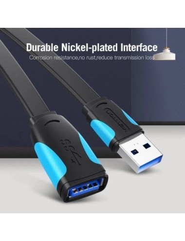Cable Alargador USB 3.0 Vention VAS-A13-B150/ USB Macho - USB Hembra/ 5Gbps/ 1.5m/ Negro y Azul