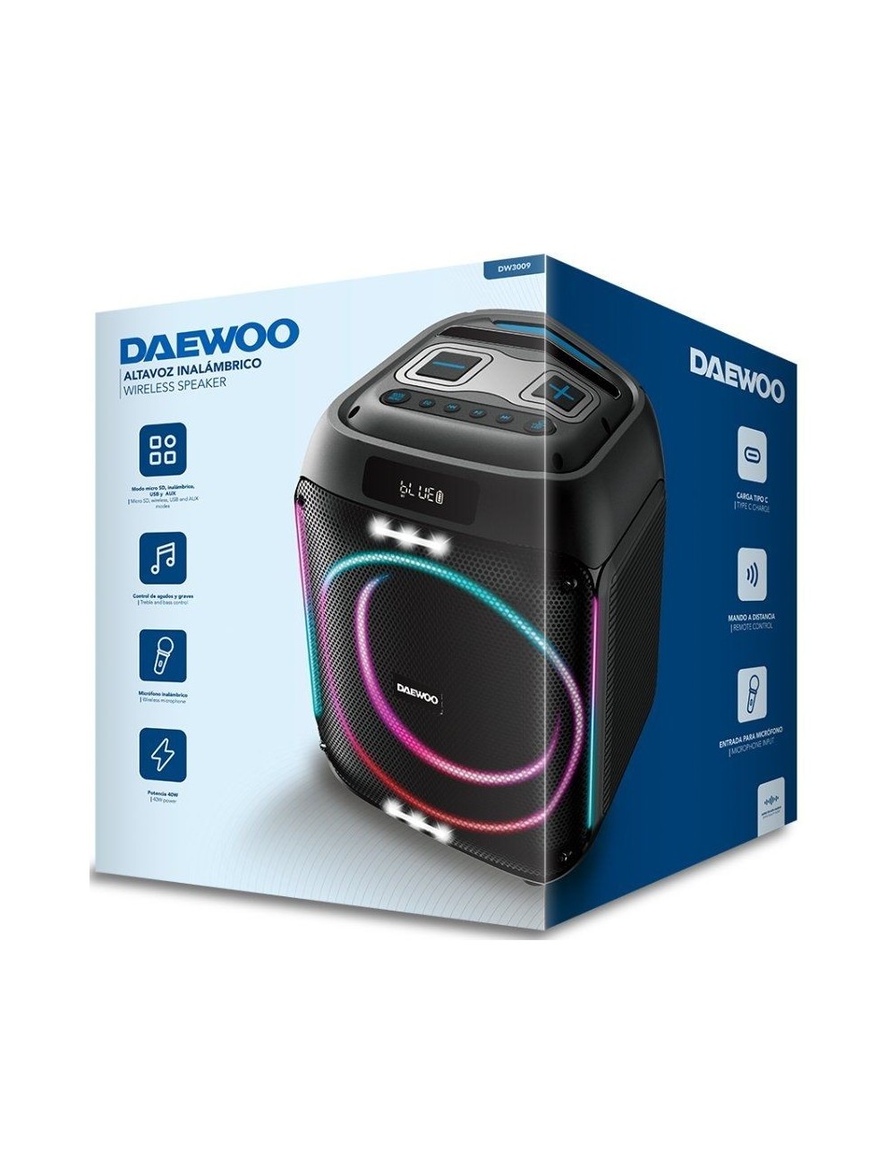 Altavoz con Bluetooth Daewoo Party Speaker DW3009/ 40W/ 2.1