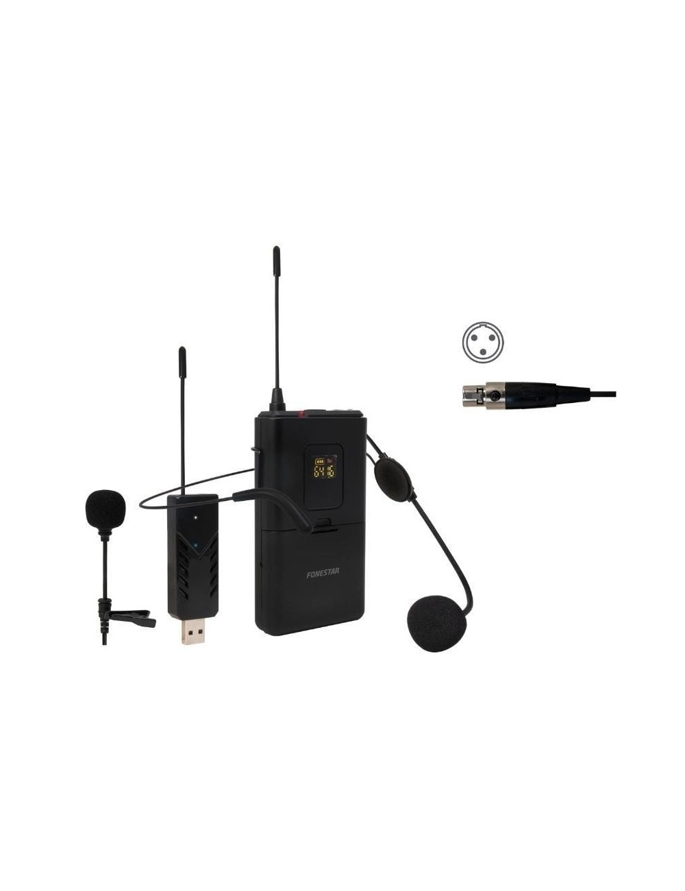 Micrófono de cabeza y solapa UHF Fonestar WI-MIC