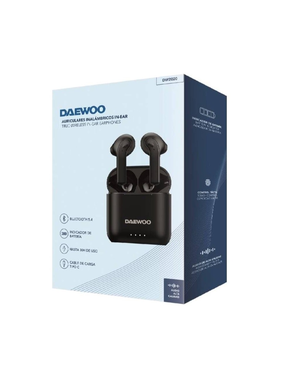 Auriculares Bluetooth Daewoo DW2020 con estuche de carga/ Autonomía 5h/ Negros