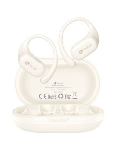 Auriculares Deportivos Bluetooth Leotec Open Air Zenith Sport con estuche de carga/ Autonomía 6.5h/ Beige