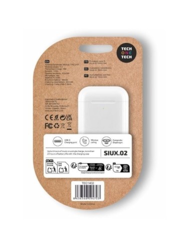 Auriculares Bluetooth Tech One Tech SIUX.02 TEC1402/ con estuche de carga/ Autonomía 6h/ Blancos