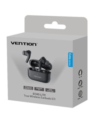 Auriculares Bluetooth Vention Echo Lite E11 con estuche de carga/ Autonomía 6h/ Negros