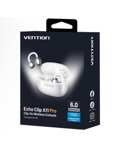 Auriculares Bluetooth Vention Echo Clip A11 Pro con estuche de carga/ Autonomía 6h/ Blancos