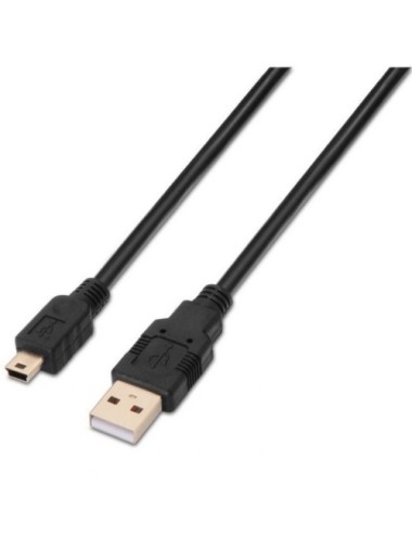Cable USB 2.0 Aisens A101-0026/ USB Macho - MiniUSB Macho/ Hasta 2.5W/ 60Mbps/ 3m/ Negro