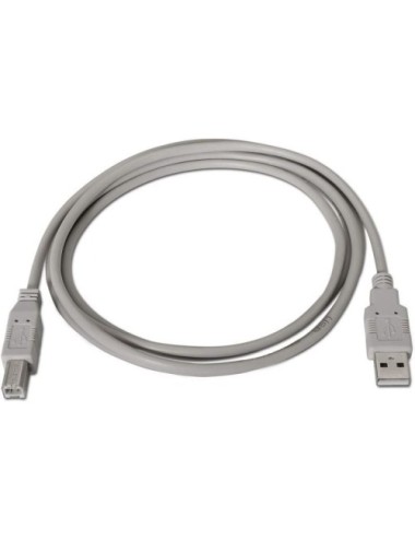 Cable USB 2.0 Impresora Aisens A101-0003/ USB Tipo-B Macho - USB Macho/ 3m/ Beige