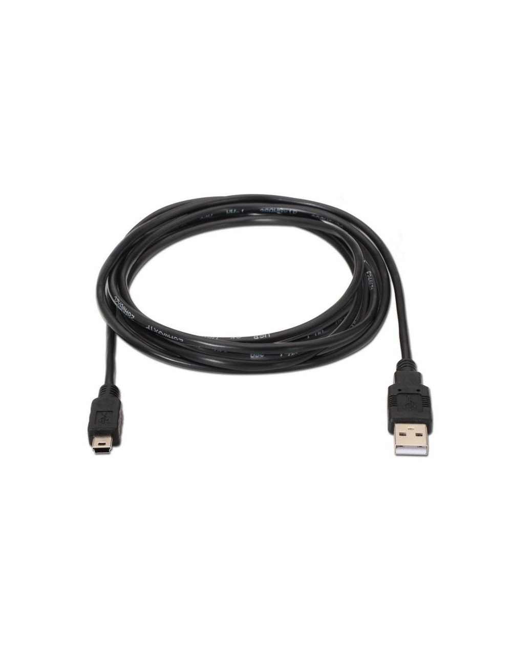 Cable USB 2.0 Aisens A101-0025/ USB Macho - USB Mini/ Hasta 2.5W/ 60Mbps/ 1.8m/ Negro