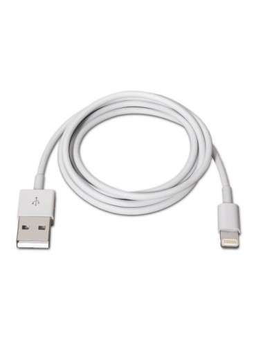 Cable USB 2.0 Lightning Aisens A102-0036/ USB Macho - Lightning Macho/ 2m/ Blanco