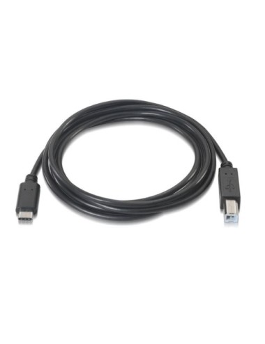 Cable USB 2.0  Impresora Aisens A107-0054/ USB Tipo-C Macho - USB Tipo-B Macho/ 480Mbps/ 2m/ Negro