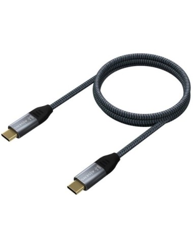 Cable USB 2.0 Tipo-C Aisens A107-0629 5A 100W/ USB Tipo-C Macho - USB Tipo-C Macho/ Hasta 100W/ 480Mbps/ 2m/ Gris