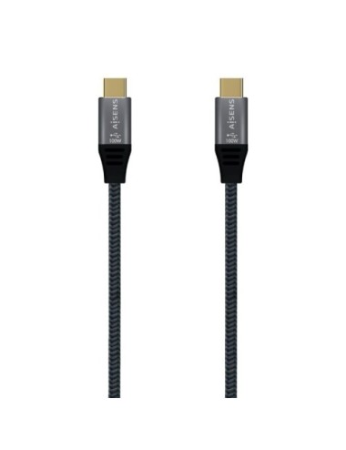 Cable USB 3.2 Tipo-C Aisens A107-0670 20GBPS 100W/ USB Tipo-C Macho - USB Tipo-C Macho/ Hasta 100W/ 20Gbps/ 60cm/ Gris