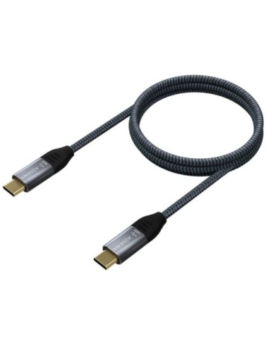 Cable USB 3.2 Tipo-C Aisens A107-0671 20GBPS 100W/ USB Tipo-C Macho - USB Tipo-C Macho/ Hasta 100W/ 20Gbps/ 1m/ Gris