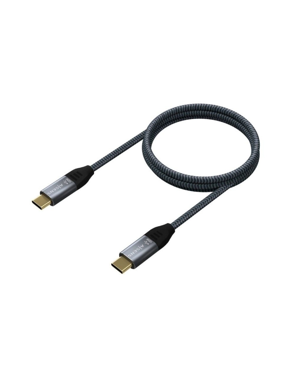 Cable USB 3.2 Tipo-C Aisens A107-0672 20GBPS 100W/ USB Tipo-C Macho - USB Tipo-C Macho/ Hasta 100W/ 20Gbps/ 1.5m/ Gris